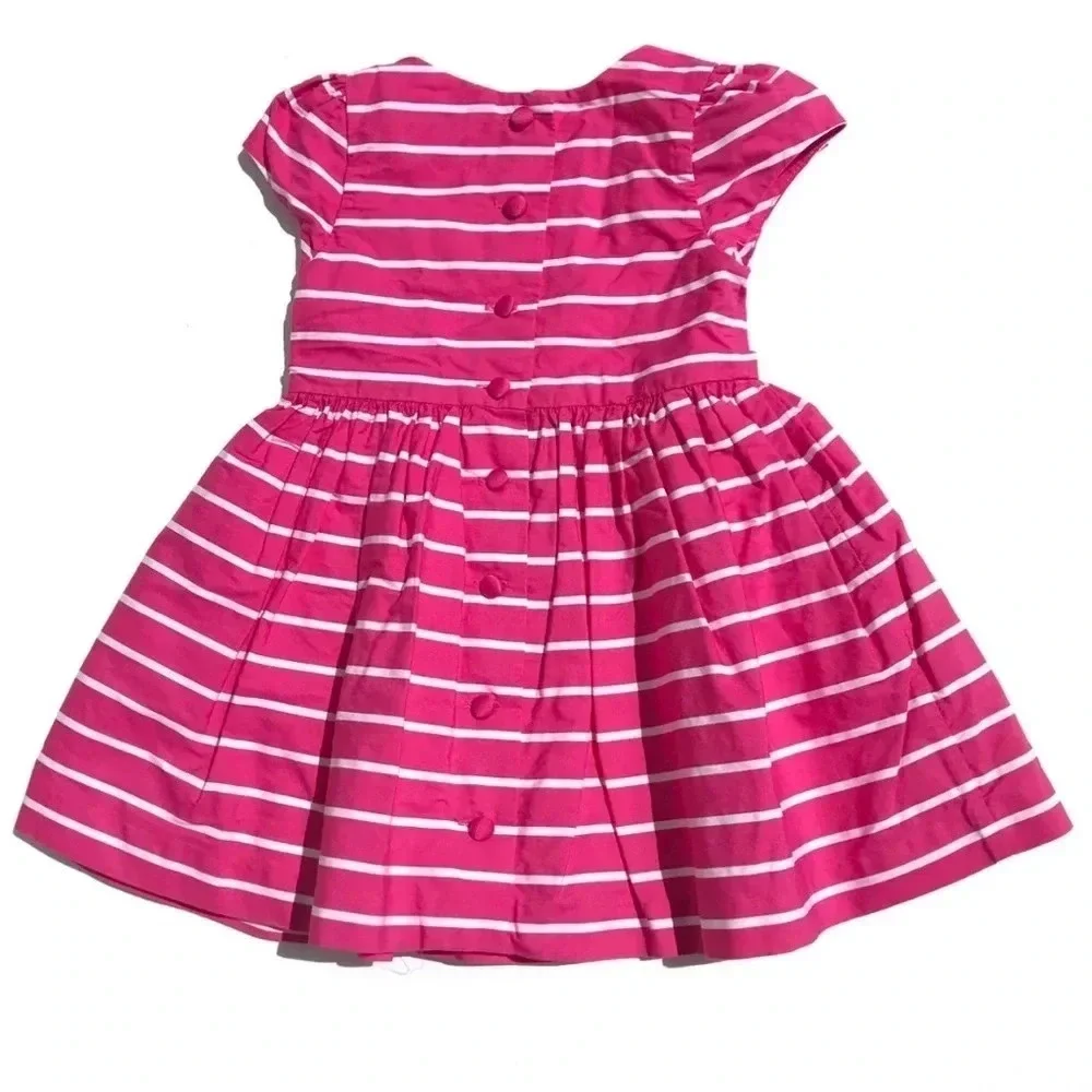 Ralph Lauren Pink Striped Dress with Cap Sleeves Size 3m